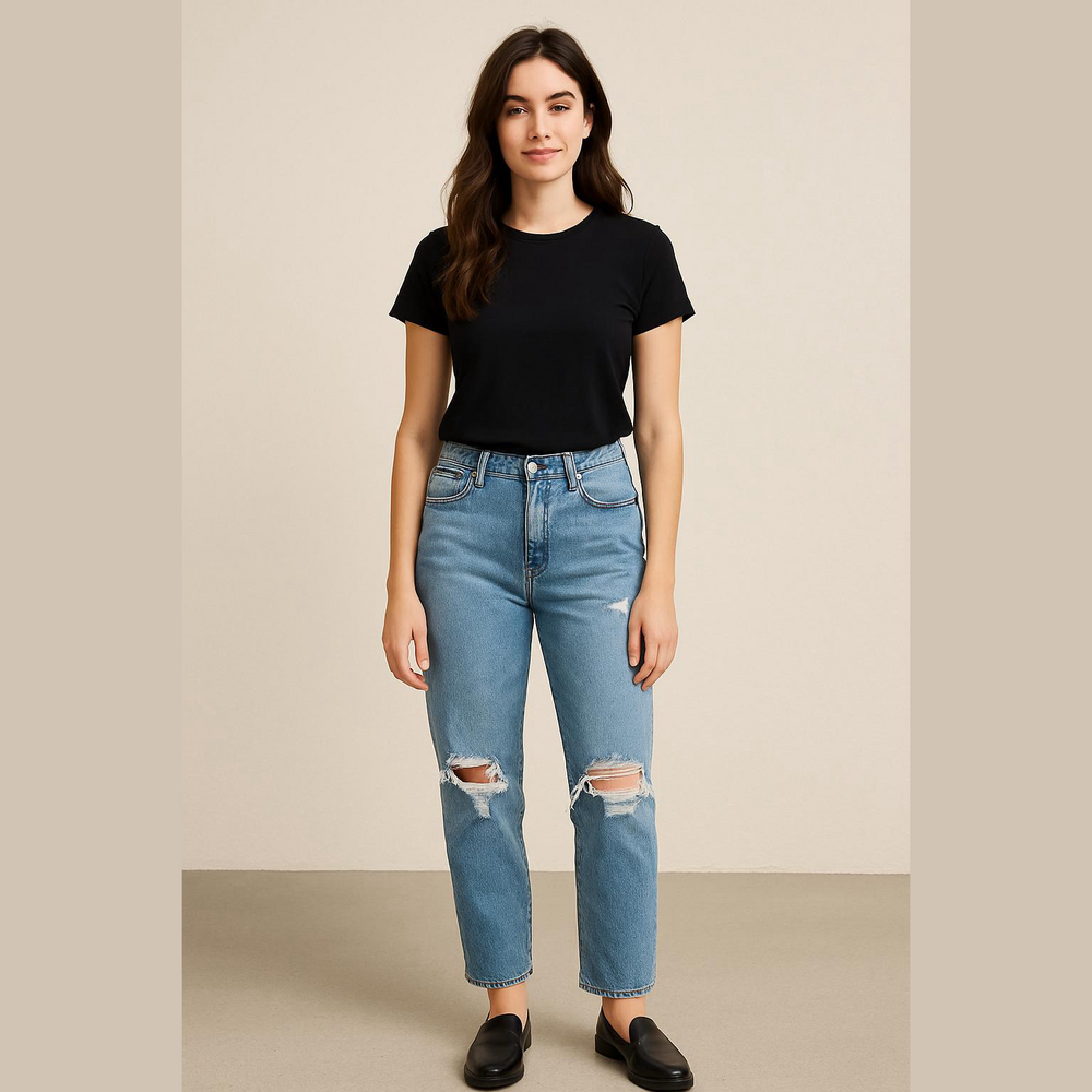 L’agence Distressed Slouchy Straight-Leg Jeans size 28 NWT